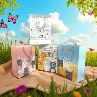 Sacolas De Presente Infantil Festa Dos Gatinhos Papel Rígido Alta Definição 32cm x 26cm em Oferta na Shopee