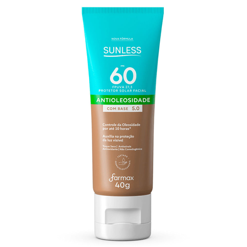 Protetor Solar Facial Sunless FPS 60 Cor 5.0 40g - Beauty