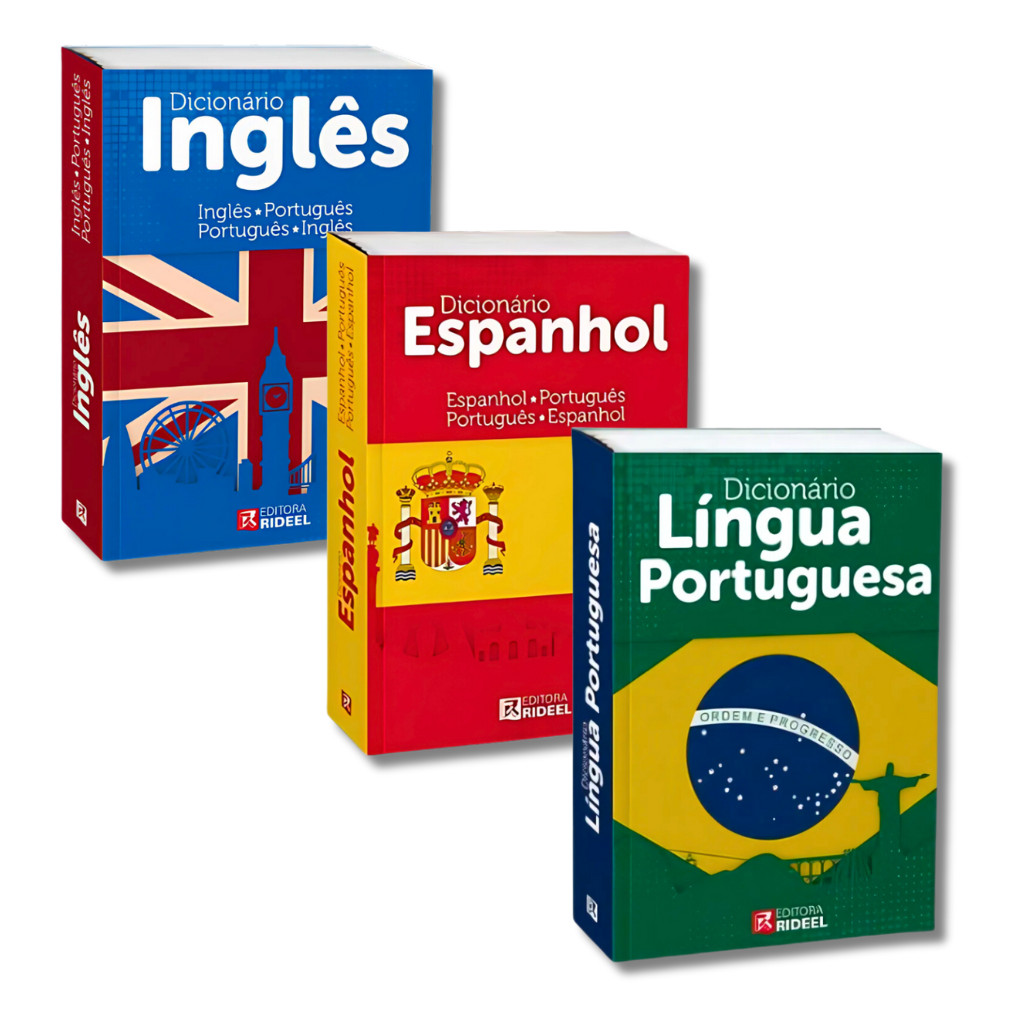 Kit Dicionários: Português + Inglês + Espanhol com Qr-Code - Didático - Estudos em Oferta na Shopee