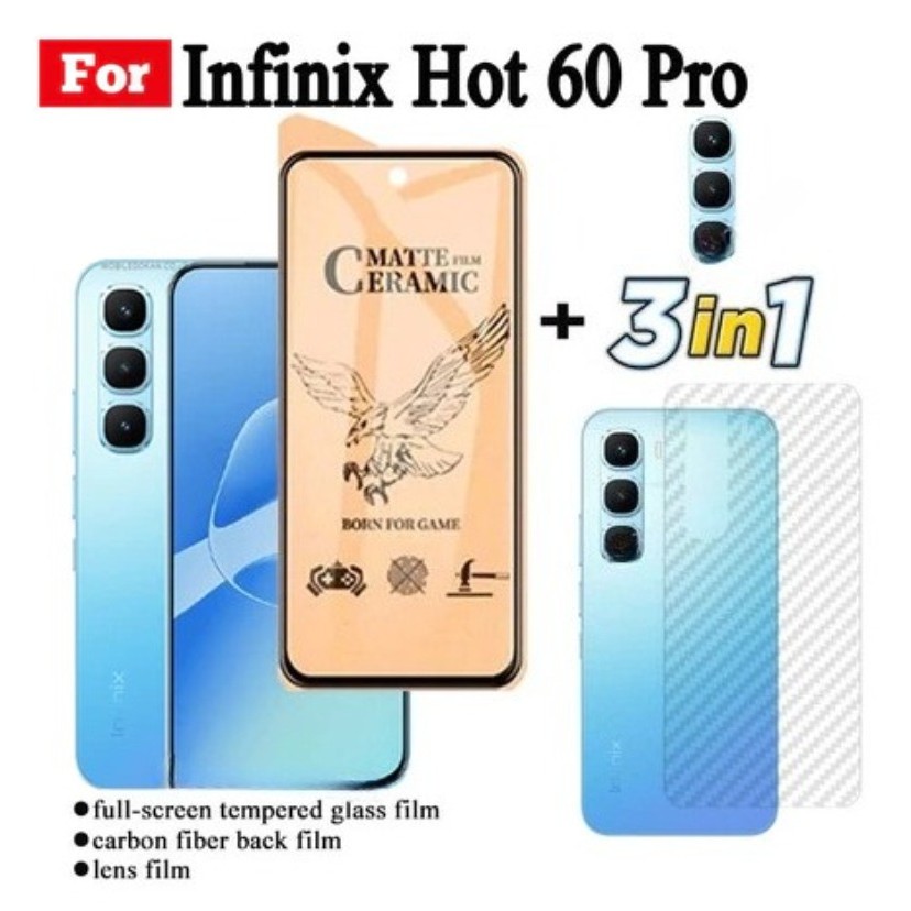 3 Em 1 Para ​ Infinix Hot 60 Pro Cobertura Completa Vidro Temperado Cerâmico 50 40 60i 50i 40i 30i GT 10 20 30 5G Protet em Oferta na Shopee
