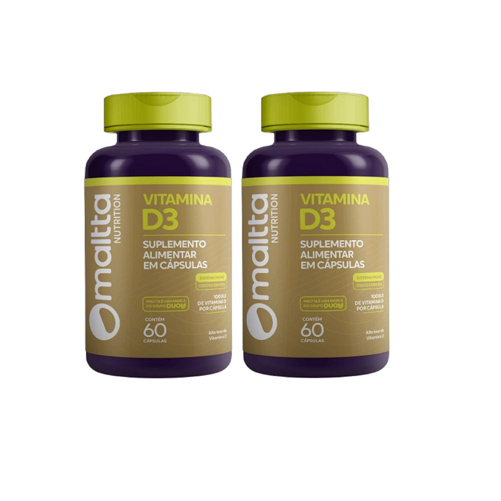 Kit 02 Suplemento de Vitamina D 1.000UI Com 60 Cápsulas - Maltta/Duom