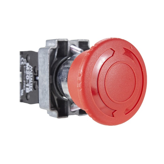 Botão de Emergência Cogumelo com Trava 22mm - Vermelho - 1NF - P20AKR-R-1B