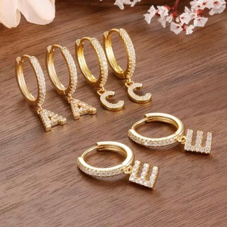 Brincos de casal elegantes e luxuosos pingentes com letras de A-Z incrustados com zircônia importada