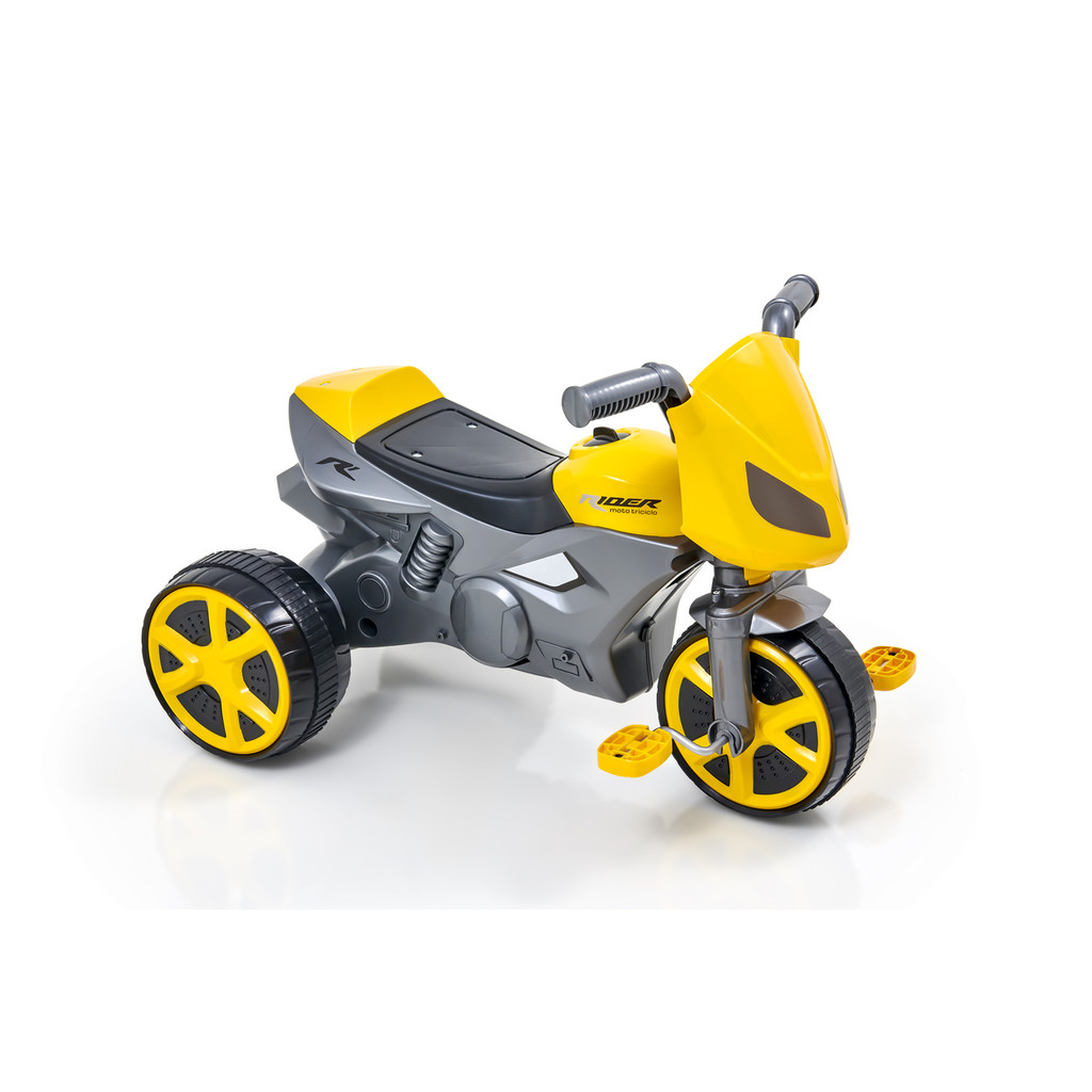 Triciclo Passeio Infantil Amarelo Com Pedal Menino