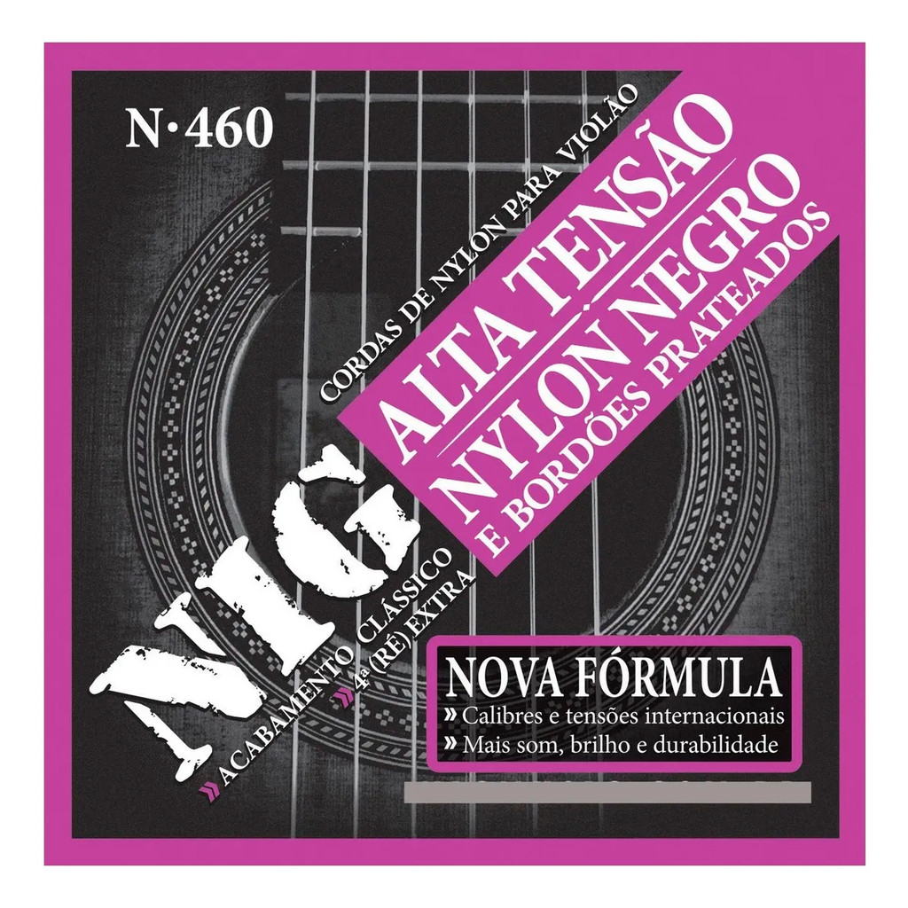 Encordoamento Violão Nylon Preto e Prateado - Nig N460