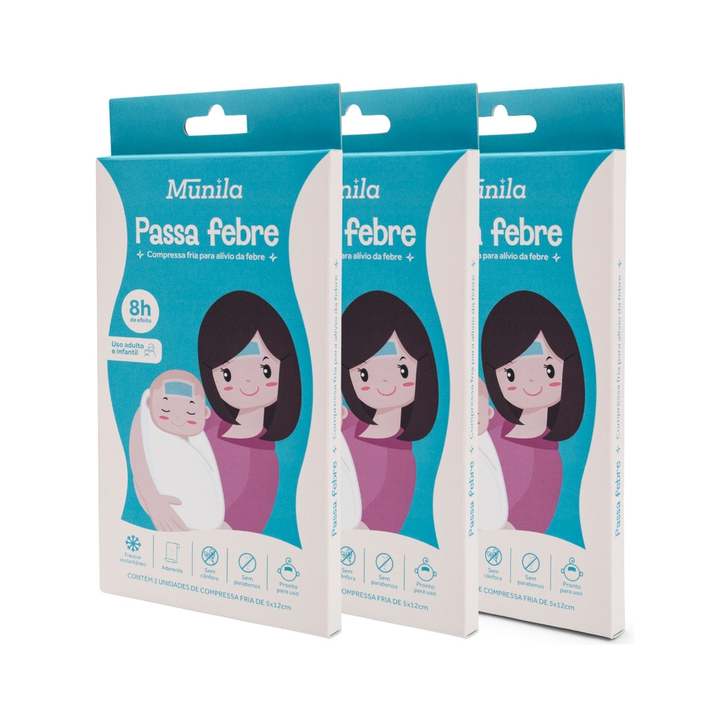 Kit 3 Compressa Fria Alívio Da Febre Infantil Adulto Munila