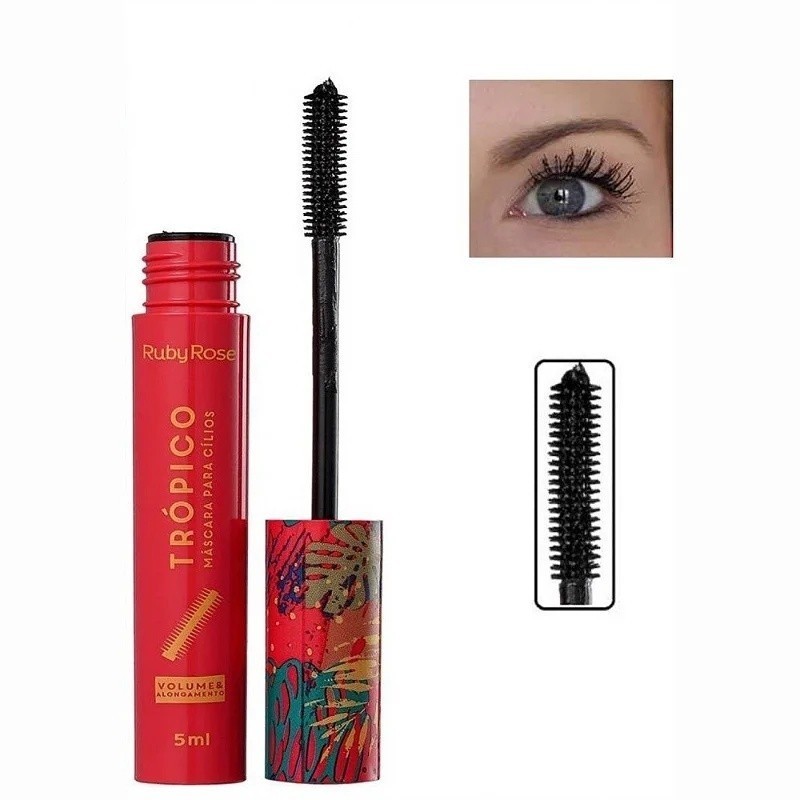 Máscara De Cílios Trópico Volume & Alongamento 5g Ruby Rose hb502 em Oferta na Shopee