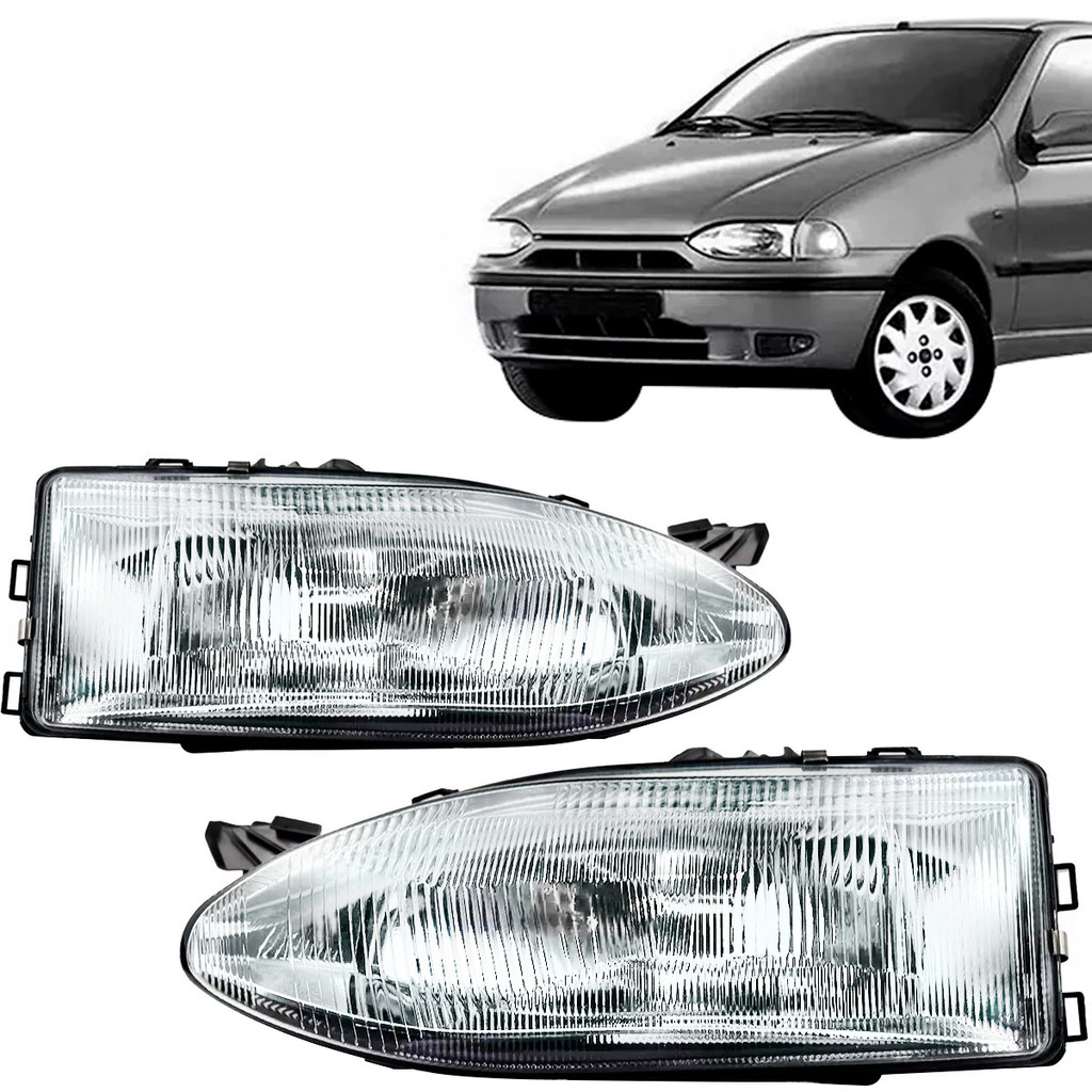 Farol Palio 96 97 98 99 2000 Cromado Lente Vidro em Oferta na Shopee