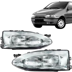 Farol Palio 96 97 98 99 2000 Cromado Lente Vidro