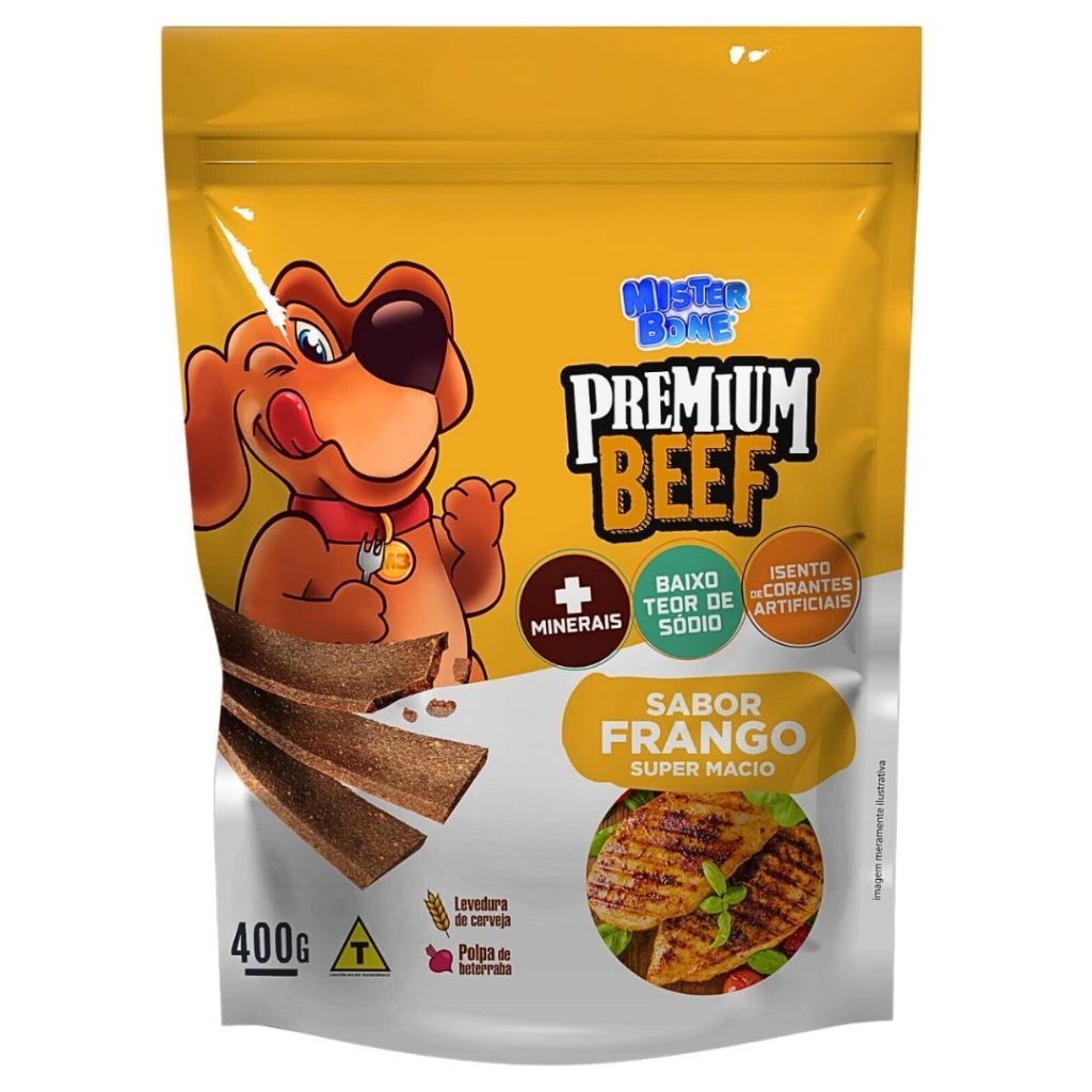Bifinho Petisco Para Cachorro Cães Frango 400grs Pet Premium Mister Bone