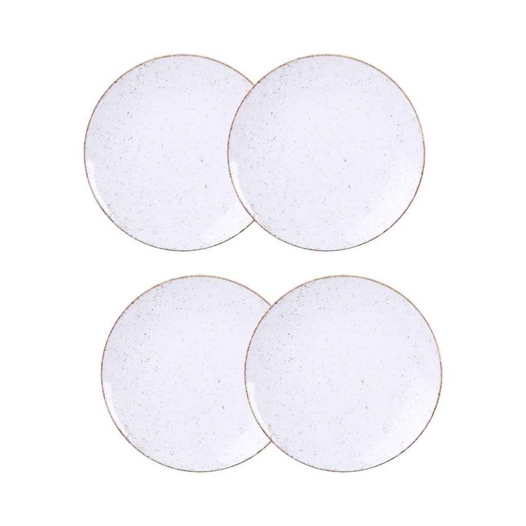 Jogo de Pratos Sobremesa Rústico 4 Peças 21 cm Porcelana Decorada Tramontina em Oferta na Shopee