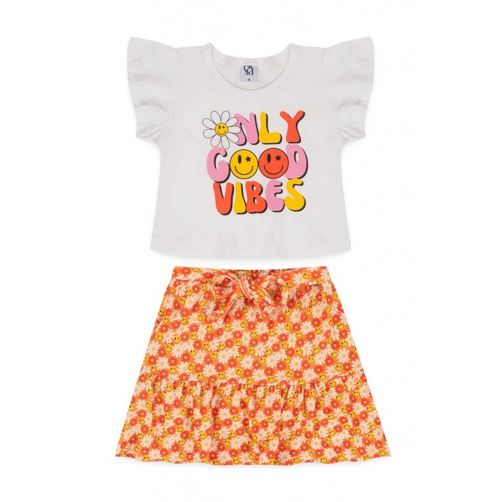 Conjunto Infantil Feminino Vibrações Positivas - Baby & Kids Fashion