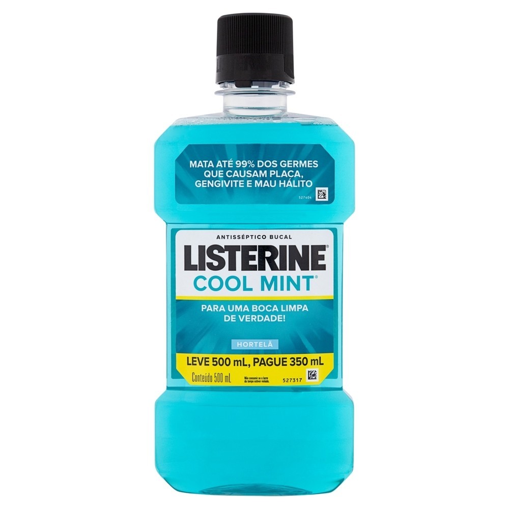 Antisséptico Bucal Listerine Coll Mint Leve 500 Pague 400ml em Oferta na Shopee