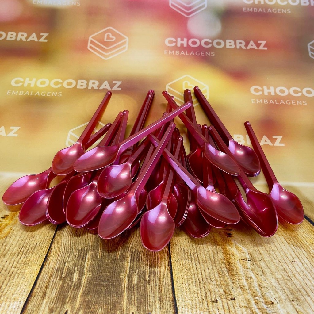 50~250 COLHER SOBREMESA PS VERMELHO PEROLADO BELLO FESTAS em Oferta na Shopee