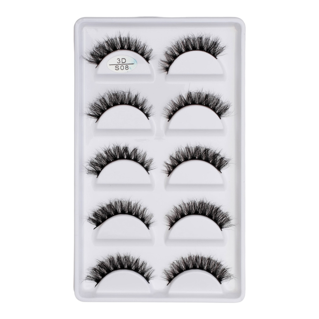 Cartela com 5 pares de cilios postiços naturais modelo - S08