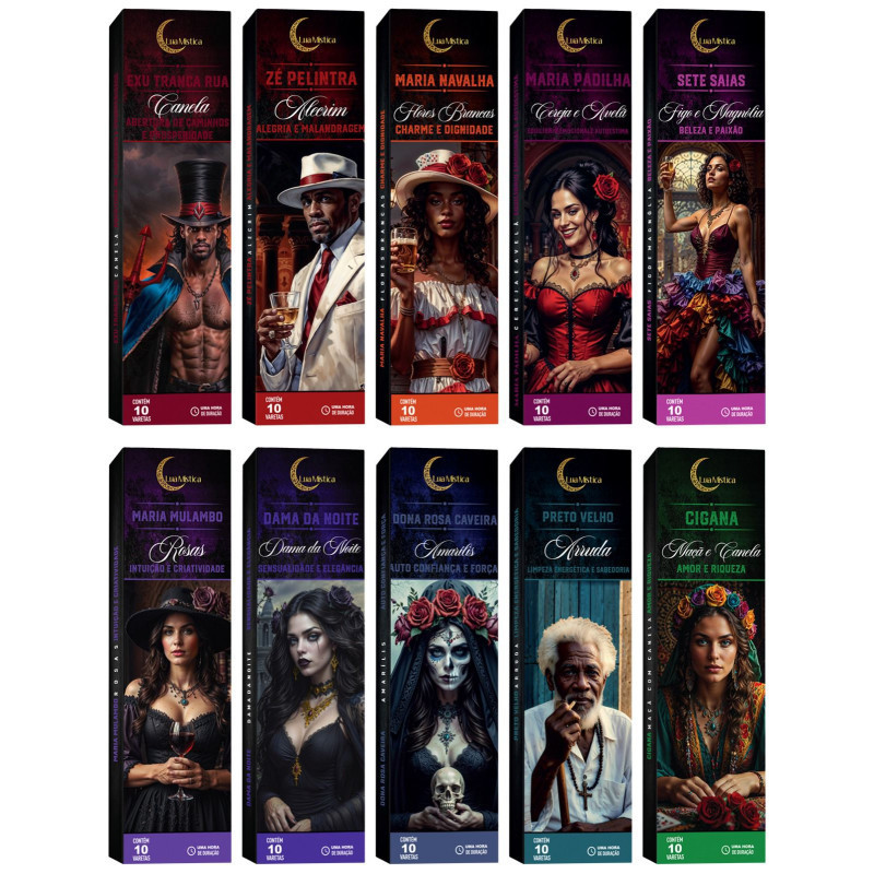 Incenso Umbanda Lua Mística 0% Carvão 10 Varetas - Diversos Aromas em Oferta na Shopee