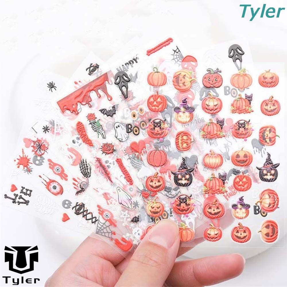 TYLER Autocolantes De Unhas De Halloween , Acessórios Manicure Ornamentos Decorações Com Padrão Fantasma De Abóbora Skull Spider