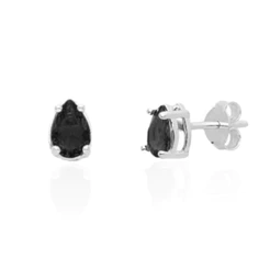 Brincos gota zirconia galeria preto onix prata 925