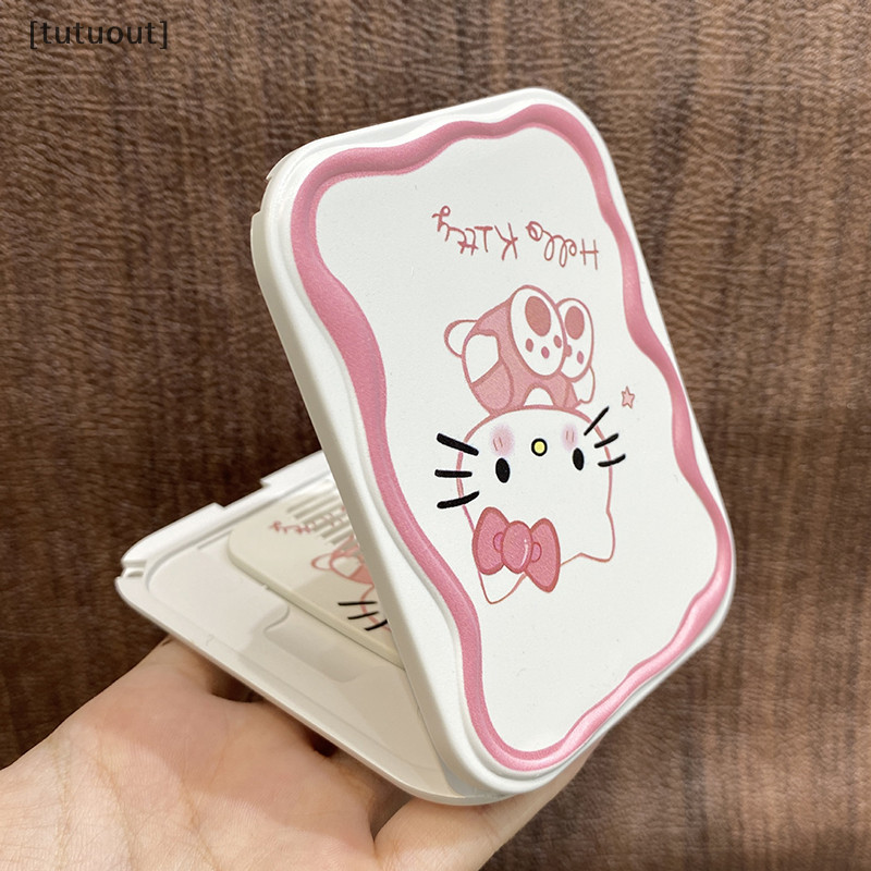 [Tututuout] Desenho Animado Sanrio Hello Kitty Espelho De Maquiagem Com Pente Portátil Criativo Para Mulheres VN