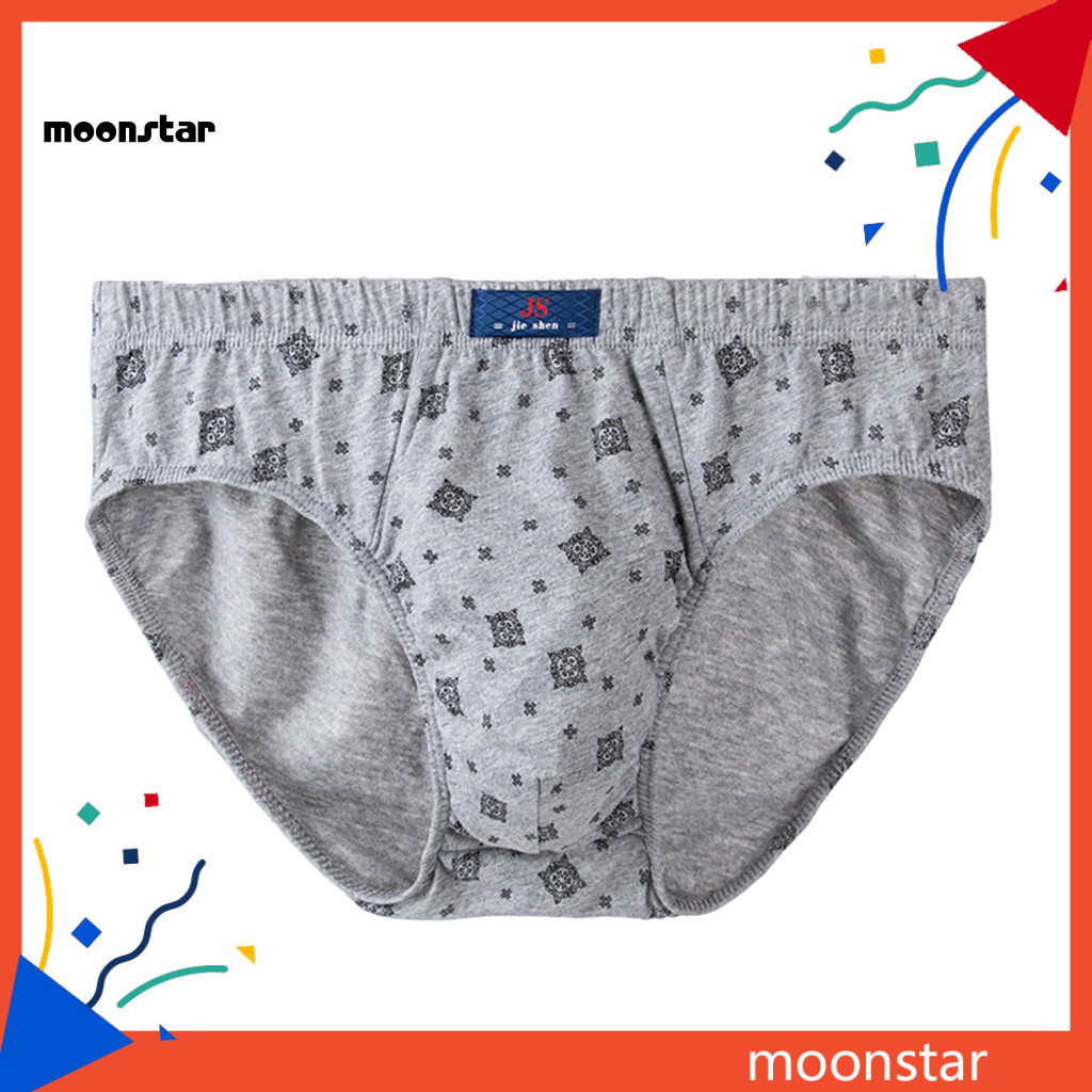 MOO Men Briefs Impressão Contraste Cor Elástico Cintura Triângulo Forma Triangular Respirável Anti-Séptico Absorção De Suor U Convexo Homem Cueca Interior Vestimenta