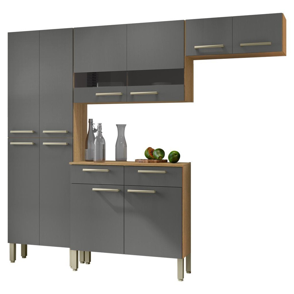 Cozinha Completa Compacta Com Balcão 10 Portas Nala Kits Paraná em Oferta na Shopee