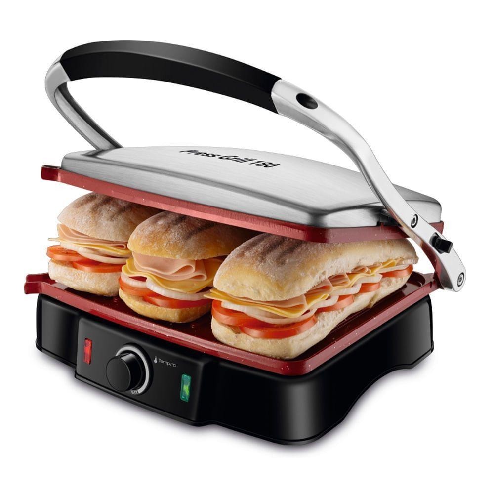 Press Grill Mondial Red Ceramic PG-02 Preto/Vermelho 110V em Oferta na Shopee