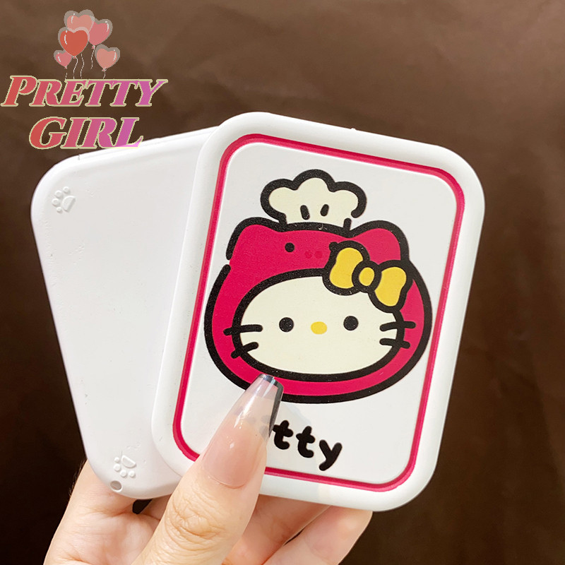 [Sanrio Cute Chef Hat Hello Kitty Pattern Maquiagem Dobrável Espelho Com Pente Portátil Para Mulheres Ferramentas De Beleza [Novo]