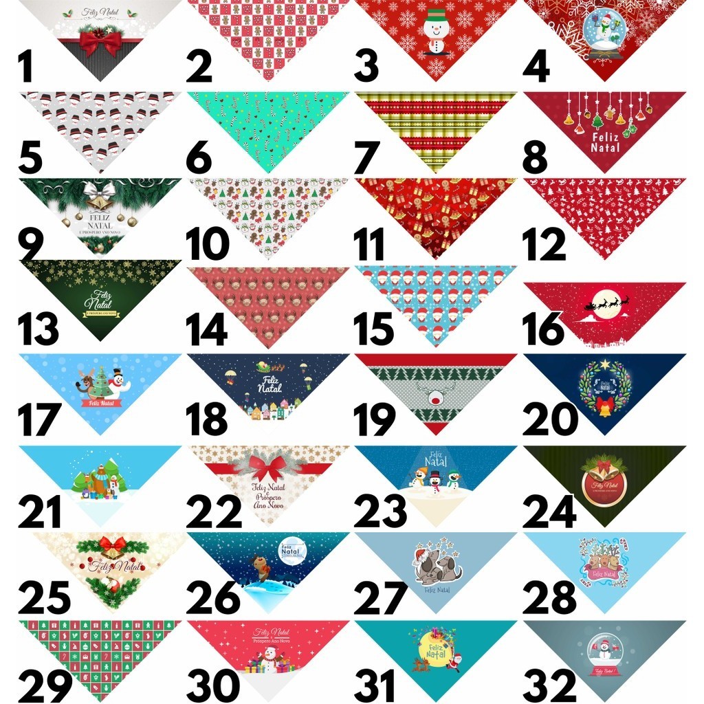 50 Bandanas Tamanho M Com Viés Natal Estampas Variadas Pet Shop 