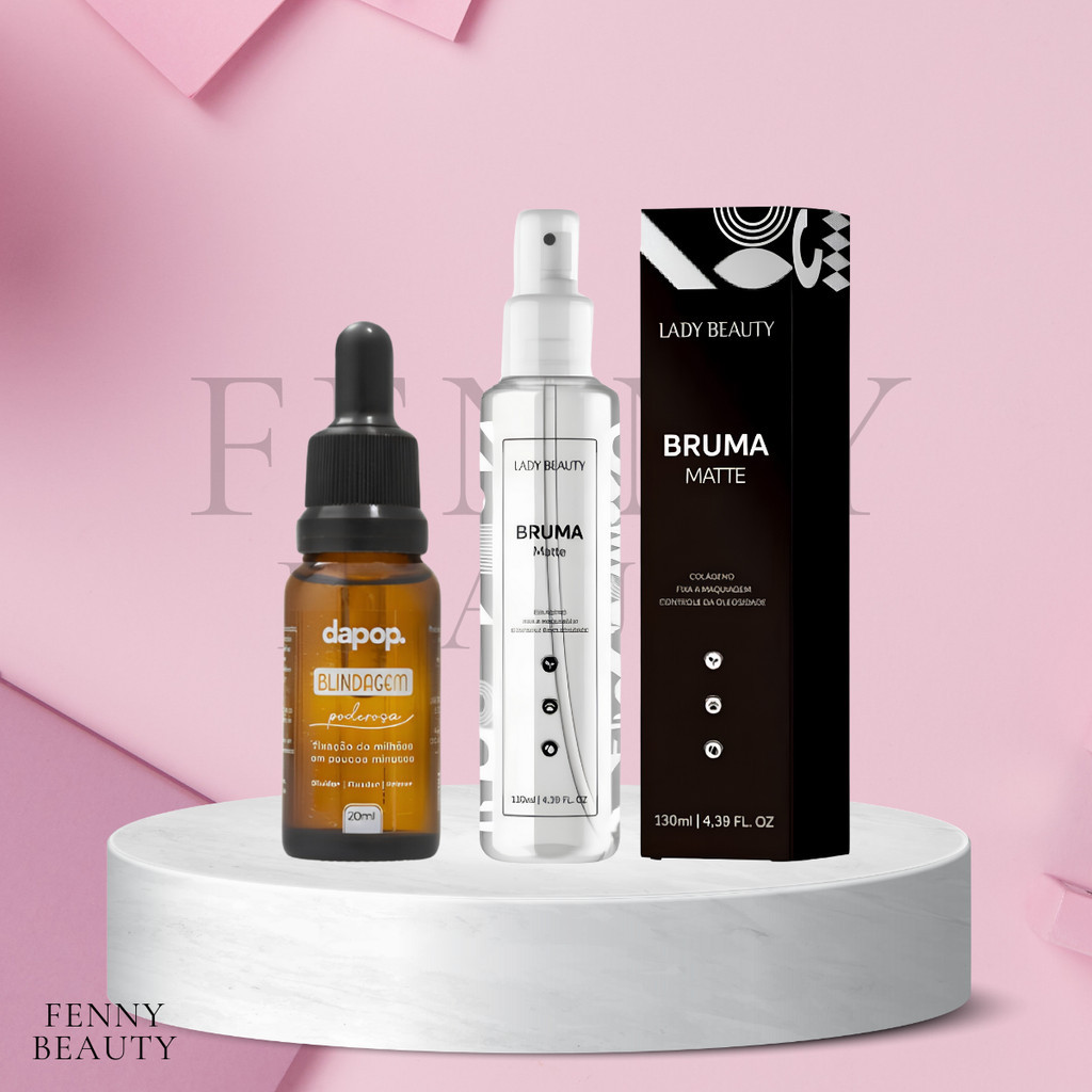 Kit Blindagem Poderosa 3X1 Diluidor, Fixador Primer Dapop + Bruma Fixadora Matte 130ml - Lady Beauty