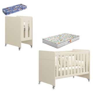 Berço Americano Evolution 4 Em 1 Areia Acetinado Com Colchão Mini E Colchão Americano Gazin em Oferta na Shopee