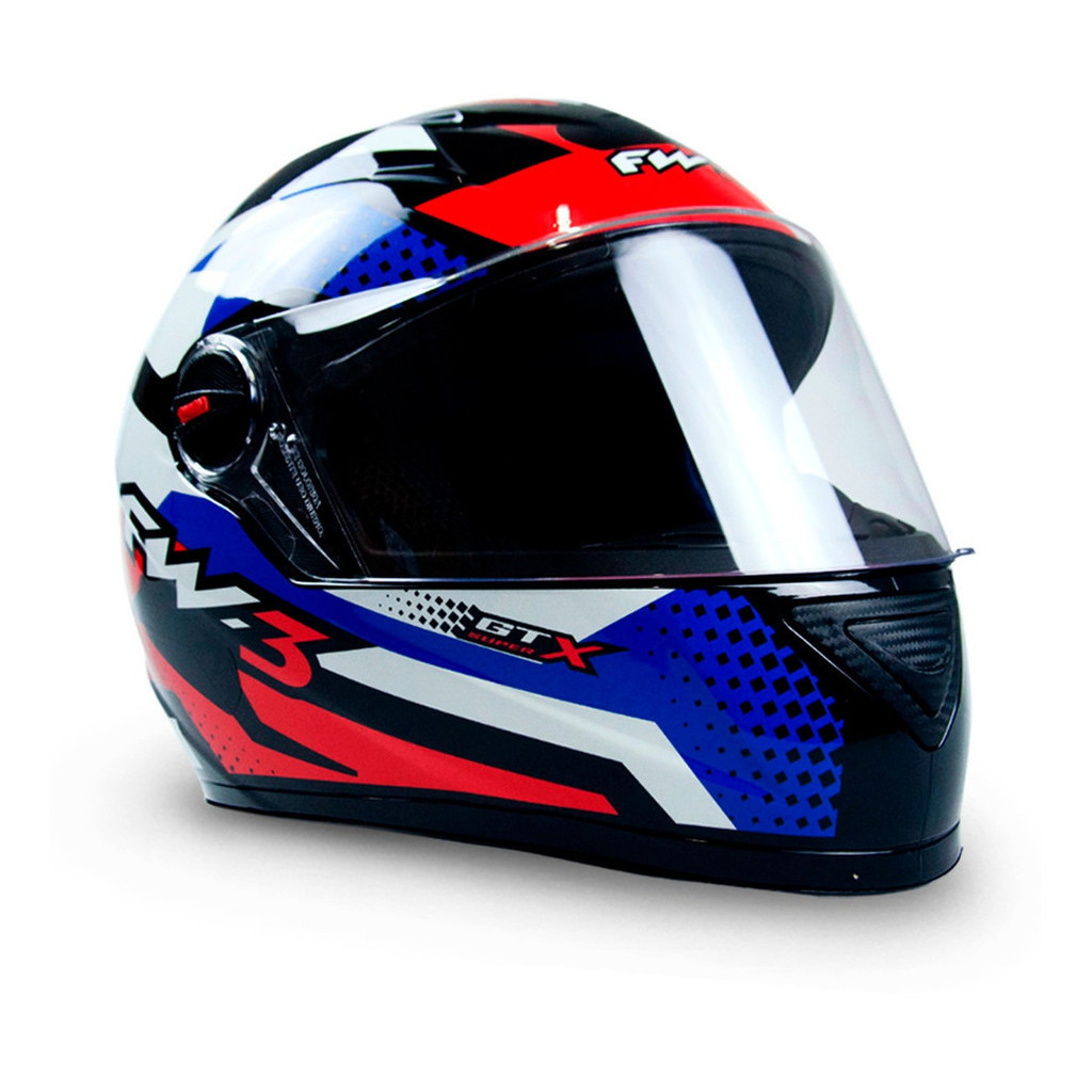 Capacete Moto Fechado GTN Super Viseira Cristal Azul/Branco Brilhante Inmetro Tamanho 60 - FW3 em Oferta na Shopee