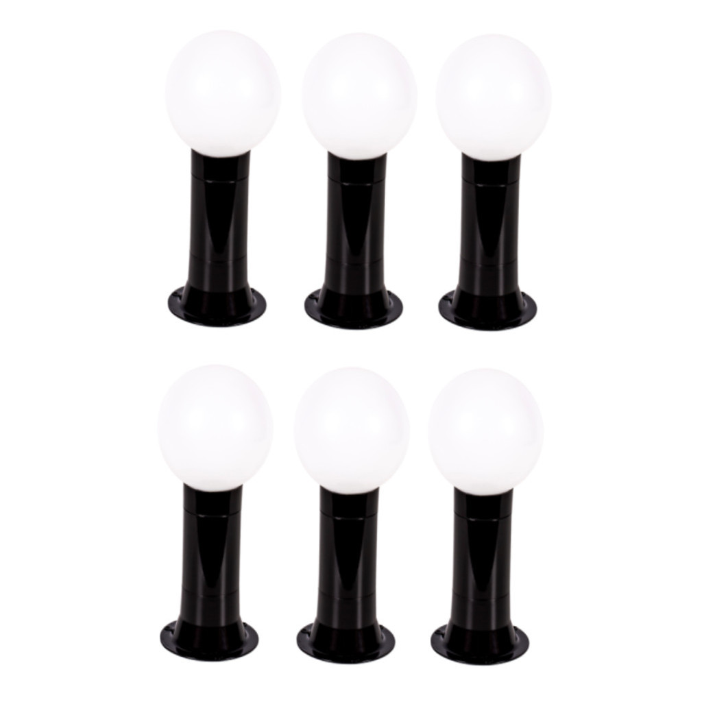 Poste Balizador Luminária Globo Jardim 35cm Preto Kit 6