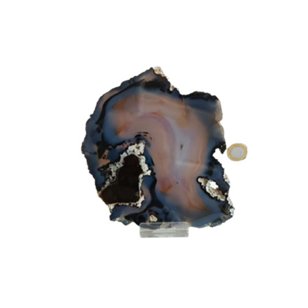 Chapa Ágata Preta Pedra Lapidada Porta Frios 14cm 258g