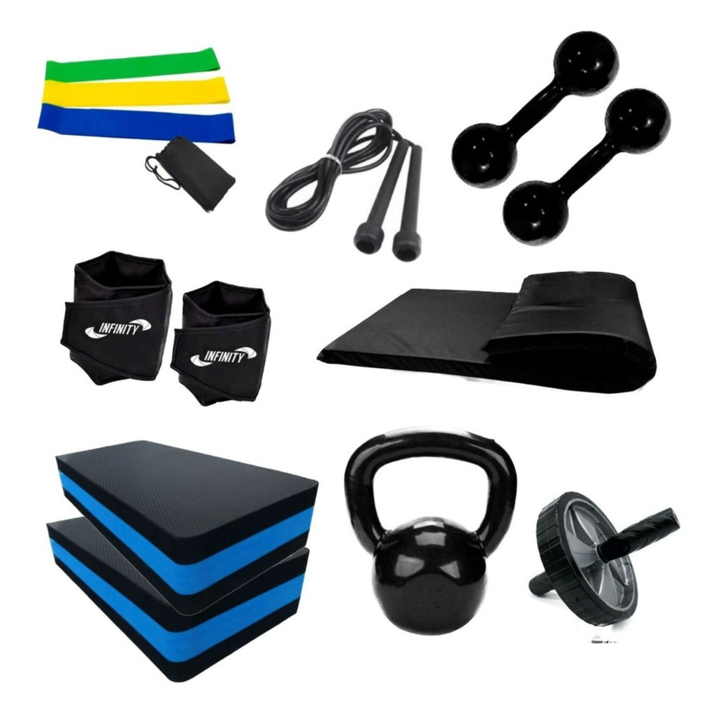 Kit treino em Casa completo com step + acessórios fitness
