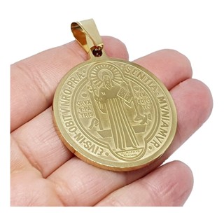 Pingente Medalha De São Bento Dupla Face Aço Folheado A Ouro em Oferta na Shopee
