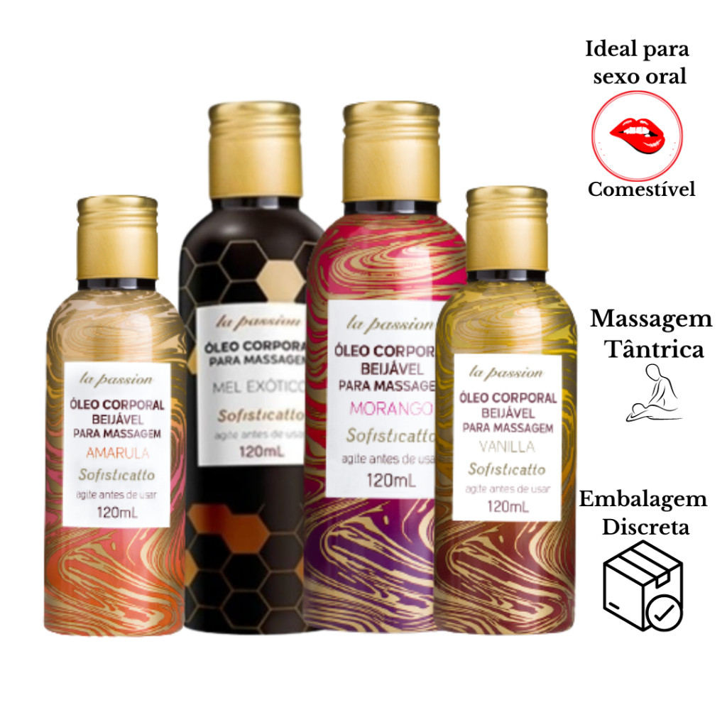 Óleo Corporal Massagem Tântrica Erótica Beijável Comestível Lá Passion 120ml