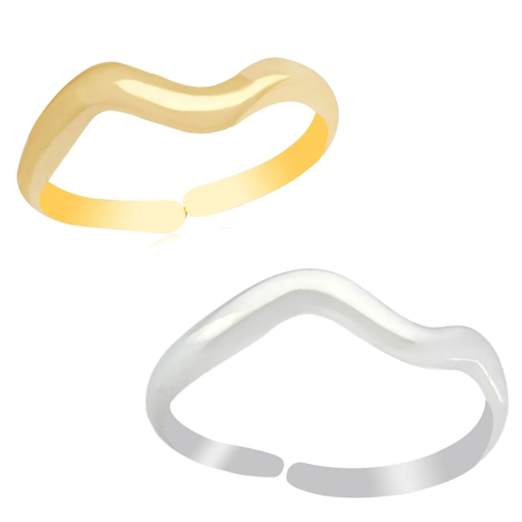 Anel Feminino Liso Moderno Banhado a Prata 925/ Ouro 18k Ajustável