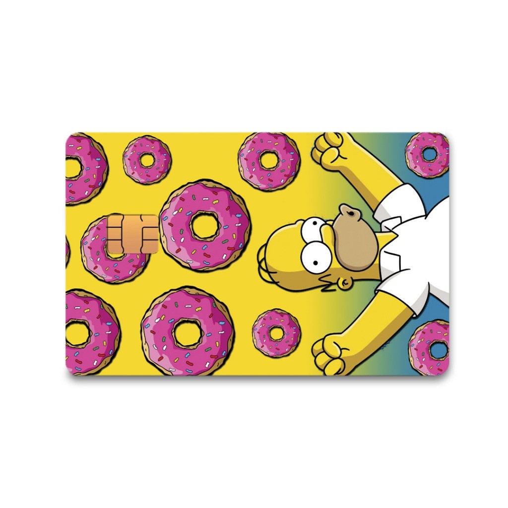 Skin Adesiva Homer Donuts Adesivo Para Cartão de Crédito e Débito Adesivo Removível 1 Unidade Frente