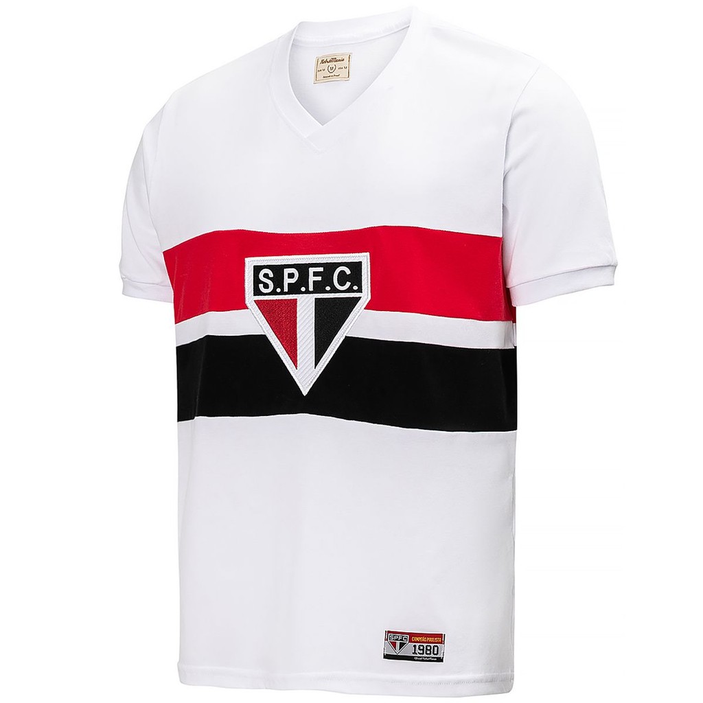 Camisa São Paulo Retrô 1980 Masculina - Sports & Outdoors