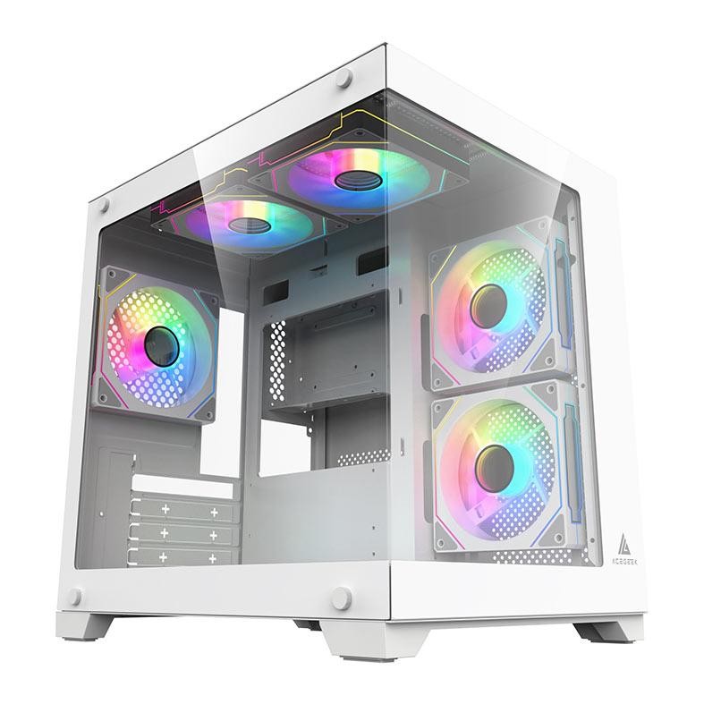 Gabinete Gamer Aquário Acegeek Vacancy L375 Mid-Tower, Lateral de Vidro, Branco, AG-VACANCY-L375-WH em Oferta na Shopee