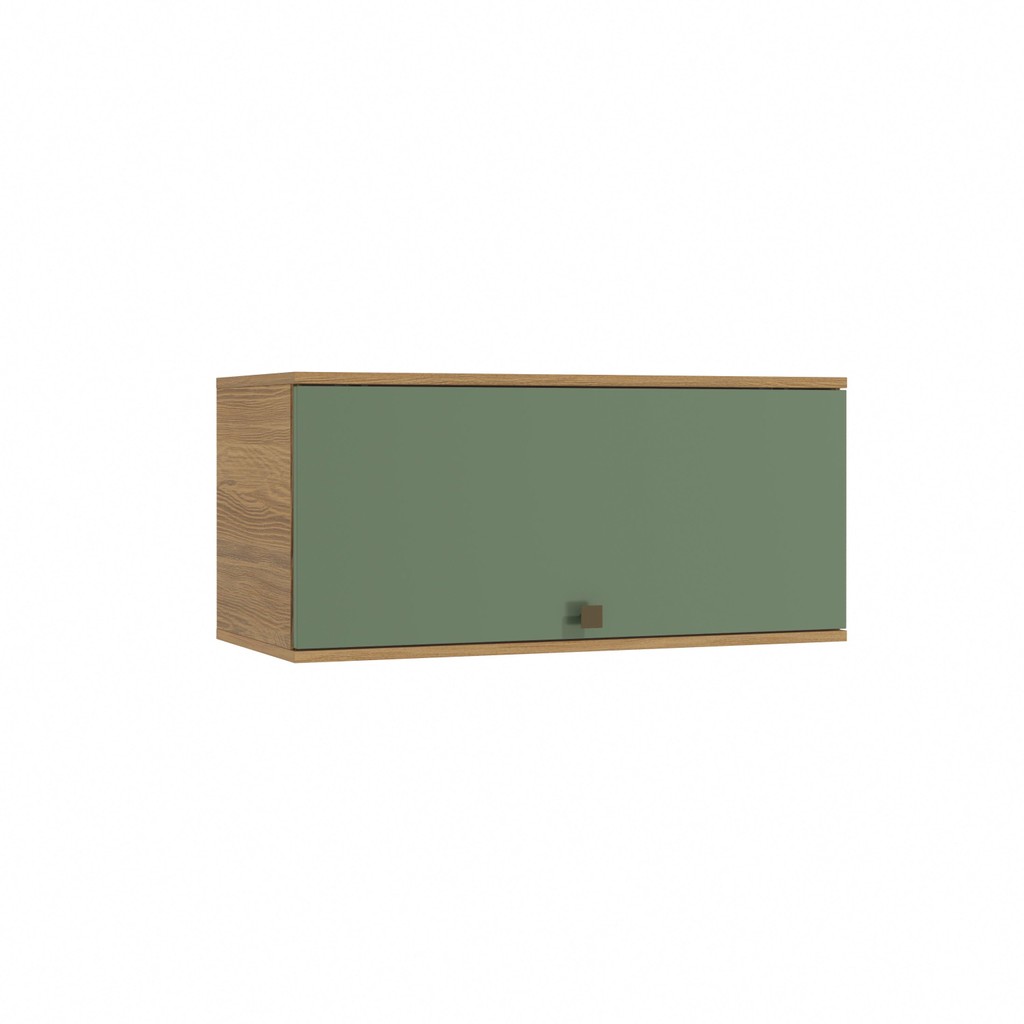 Armário Aéreo Celeste Kappesberg 100% MDF 1 Porta Basculante Nogueira/Verde 80cm - Home & Living
