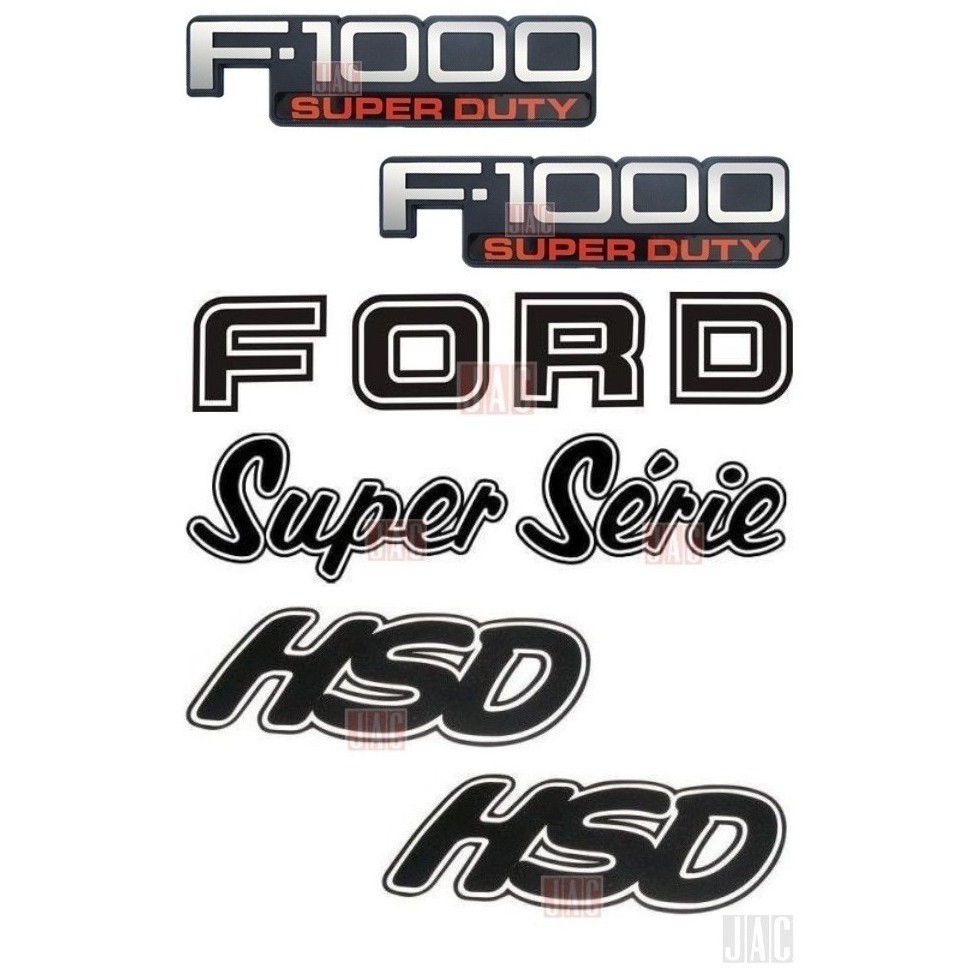 Emblemas F1000 Super Duty + Ford Série Hsd Preto - 1996 À 98