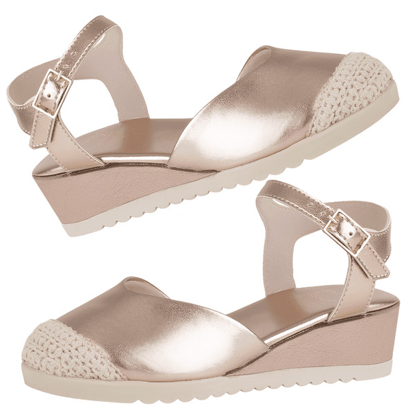 Sandália Infantil Mini Sua Cia Metalic Anabela Champagne