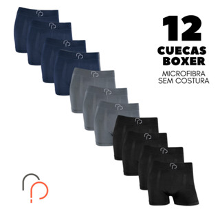 Kit 12 Cuecas Boxer Sem Costura em Microfibra RP em Oferta na Shopee