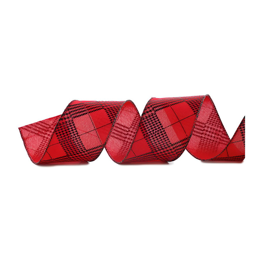 Fita Aramada Juta Quadriculada - Vermelho/Preto - 6,3cm x 9,14m - 1 unidade - Cromus - Rizzo - Stationery