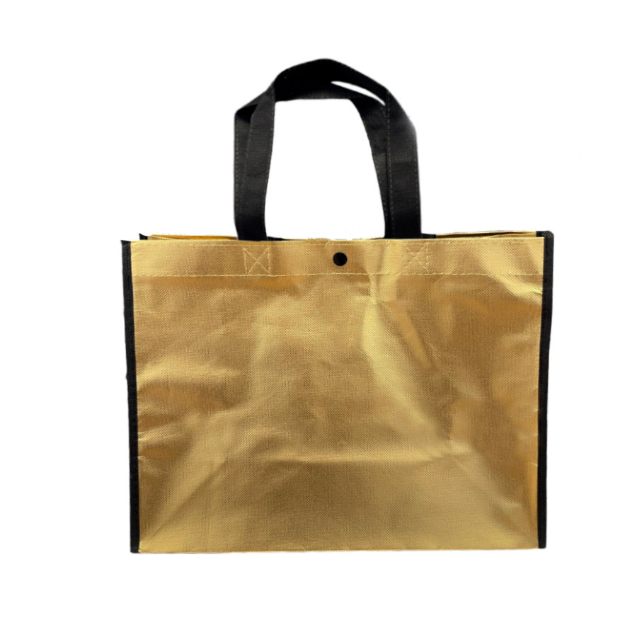 Sacola de Poliester Premium Metalizada com Botão - Dourada - 33x25x15cm - 1 unidade - Rizzo