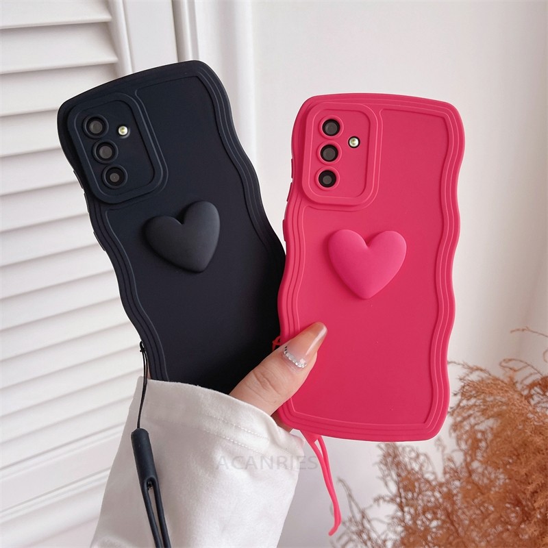 A54 34 14 35 Coração Pulseira De Silicone Caso Para Samsung Galaxy A54 A34 A14 A24 A15 A25 A35 A55 5g A05s Cordão Capa