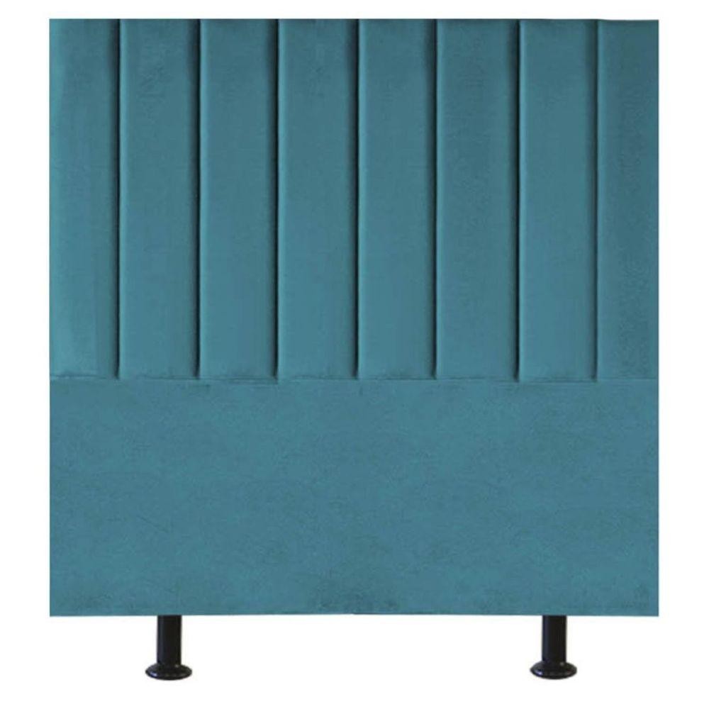 Cabeceira Estofada Cama Box Solteiro 90 Cm Maisa Suede azul Turquesa