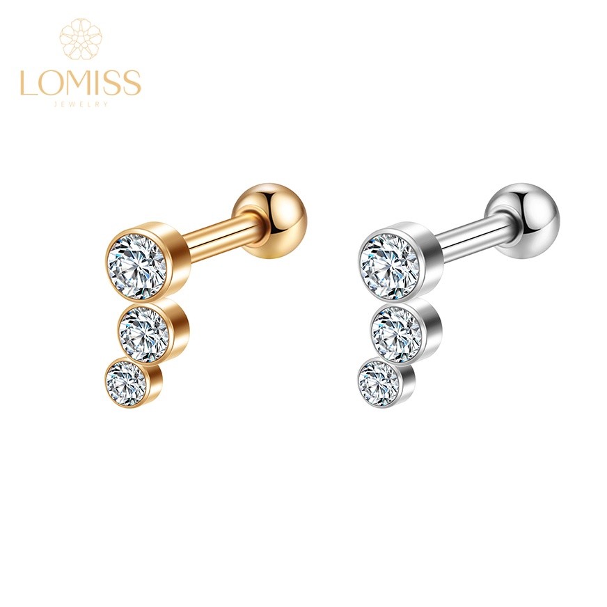 Lomiss Piercing Helix Tragus Conch Minibarbell Aço Cirúrgico Trio Zircônia Cravada em Oferta na Shopee