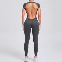 Shamzu magro macacão de Yoga de secagem rápida feminino manga curta Halter Hip-Lifting esportes Fitness Jumpsu
